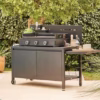 Mesa de Acero Negro con Aparador Cerrado y Ruedas - Imagen 4